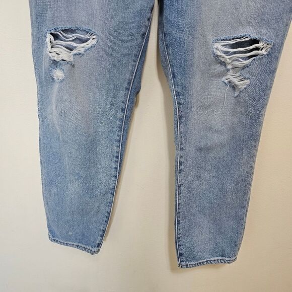 Madewell The Mom Jean High Waist Light Wash Ankle Ripped Distressed Raw Hem 29 - Picture 5 of 13